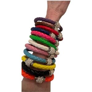 12 different colored bracelets with pave magnetic clasps